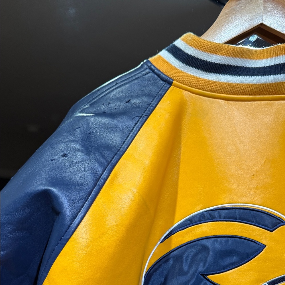 Vintage 90s Michigan Varsity Jacket by Steve and Barry’s Gold and Blue - Picture 8 of 11